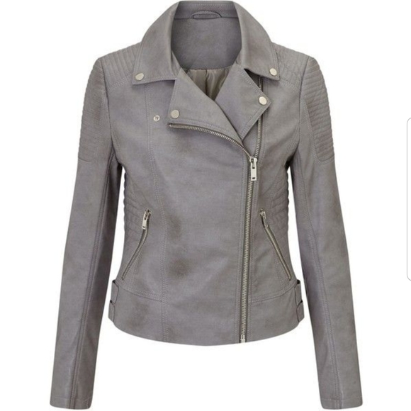 Paris Blues Jackets & Blazers - Moto Jacket Sz Medium Slate Grey Coat Biker Harley